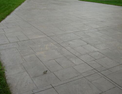 This driveway is stamped with the Ashlar Slate stamp.